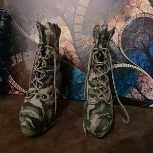 Army Camouflage, Stiletto Ankle Boots, Size 11